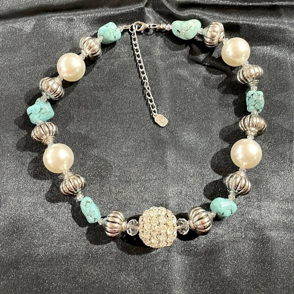 You and I rhinestone and beaded necklace - Picture 1 of 5
